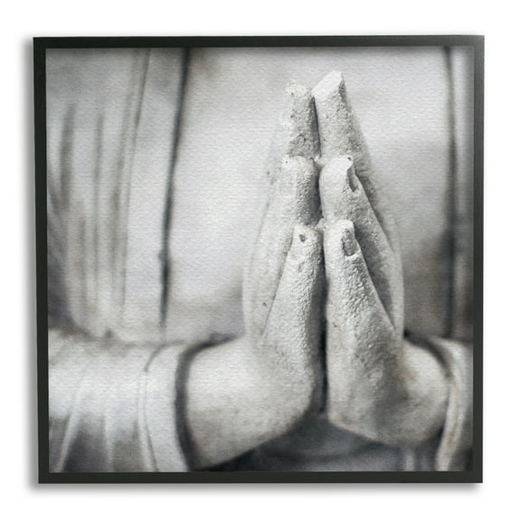 Stupell Industries Buddha Prayer Hands Figurative Photography Black Framed Art Print Wall Art, 12 x 12