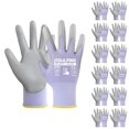 thumbnail image 2 of Guantes De Trabajo Dulfine Para Hombres Recubiertos De Pu, Paquete A Granel De 12 Pares, Guantes De Punto Morados Sin Costuras Con Pantalla Táctil Fina De Poliuretano De Dos Dedos Para Hombres Y Mujer, 2 of 5