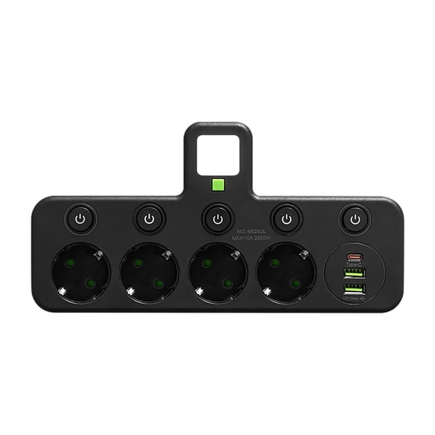 Adaptador de corriente europeo con puertos de carga USB. Enchufe de viaje universal para uso internacional