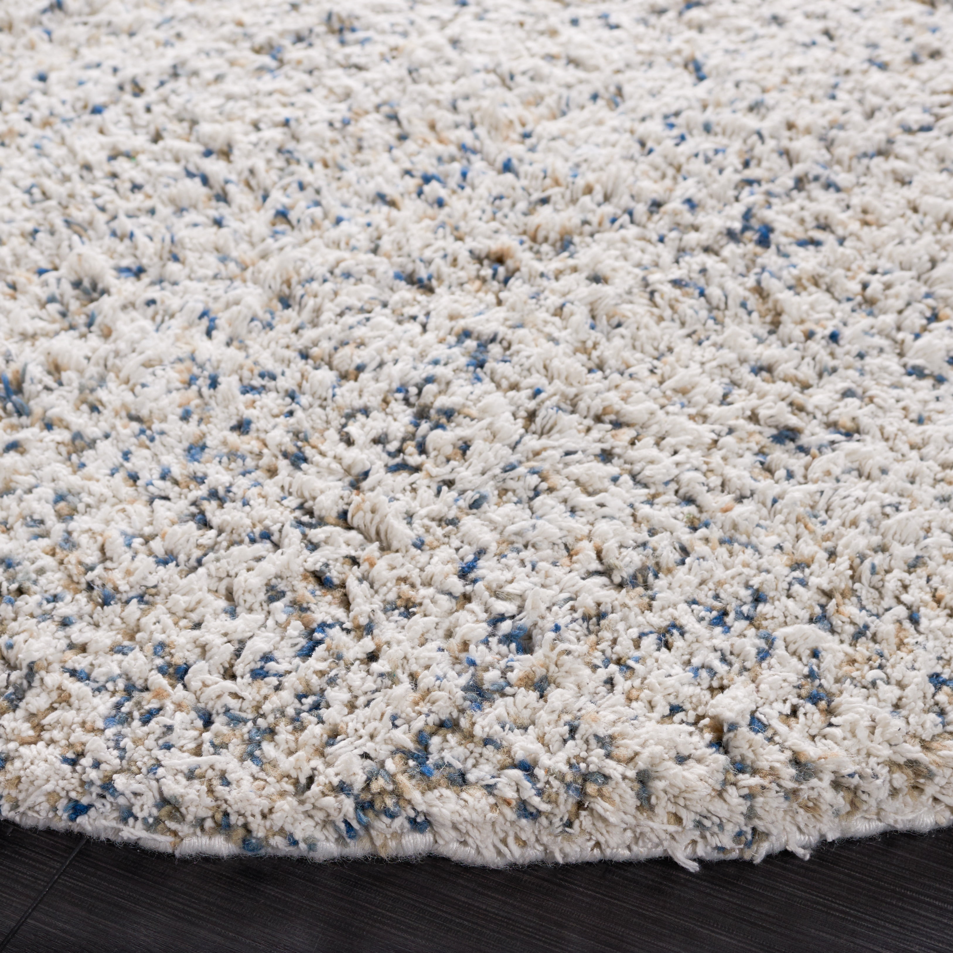 SAFAVIEH Berber Deena Distressed Area Rug, Ivory/Blue, 6' x 6' Round