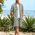 thumbnail image 2 of IROINNID Men's 2 Piece Tropical Leaf Print Outfit Short Sleeve Button Down Shirt and Drawstring Waist Shorts Set Casual Vacation Beachwear Summer Matching Set, 2 of 8