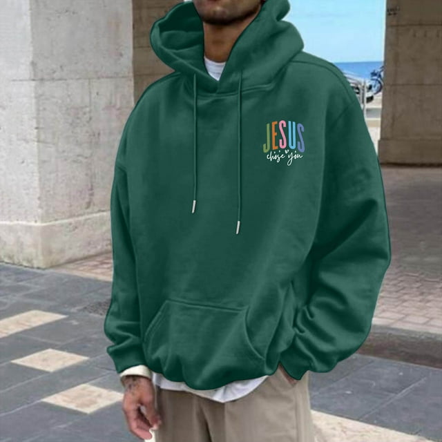 MHFRRA Sudaderas y Sudaderas Casuales para Hombre, de Corte Relajado, con Estampado Gráfico para Otoño E Invierno, de Fácil Cuidado, Ideales para Uso Diario Verde oscuro