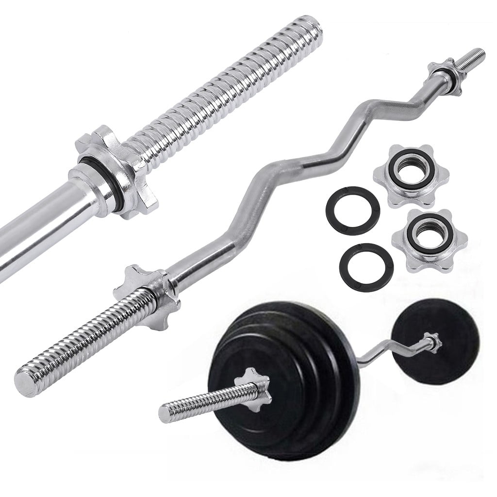 47'' Home Gym Olympic Curl Bar Barbell Weight Set Fitness Equipment Bar 