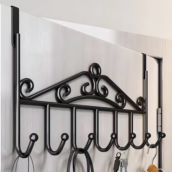 XIBUFE Over The Door Hook Coat Rack Towel Rack 7 Hooks, Bathroom Door Hooks, Clothes Belt Hanger, over the door towel rack