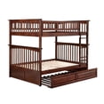 thumbnail image 4 of Leo & Lacey Mid-Century Wood Full Over Full Trundle Bunk Bed in Walnut, 4 of 8