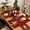 E, variant on CaiYueKe Christmas Table Runner and 4 Pcs Placemats Set Holiday Dining Decorations Linen Seasonal Party Table Cover Festive Snowflake Tree Santa Design Washable Table Setting