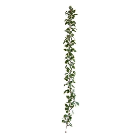 LanSuare 5.6FT Christmas Artificial Garlands, Xmas Holly Leaves Garland, Faux Greenery Garlands Winter Hanging Vine for Mantle, Fireplace,Wedding, Party Decoration