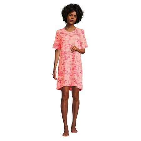 

Lands End Women s Petite Short Sleeve Above the Knee Knit T-Shirt Nightgown