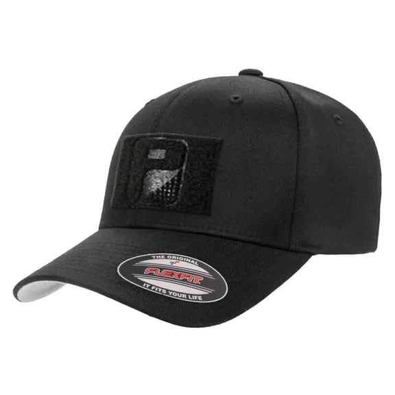 Pull Patch Curved Bill Premium Flexfit Hat | Black Baseball Cap | Large/X-Large | 2x3 in Loop Surface to Attach Morale Patches