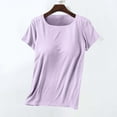 thumbnail image 6 of T Shirts for Women Short Sleeve Solid Color Chest Pad No Steel Rings Bottom Underwear Pajama Purple XL, 6 of 6