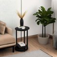 thumbnail image 4 of Small Side Table End Table - C-Shaped Wood Coffee Table TV Tray for Eating Couch Tables for Small Space, Living Room, (Black), 4 of 7