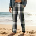 thumbnail image 3 of Men's Home Soft Pajama Pants, Plaid Print Drawstring Pocket Casual Lounge Pants for Fall, Winter and Home Comfort,Black,L, 3 of 8
