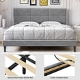 thumbnail image 5 of King Size Velvet Bed Frame with Headboard, Modern Upholstered Platform, Stainless Steel Accents, Grey, 5 of 6