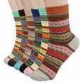 thumbnail image 1 of 6 Pairs/Set Stylish Women Winter Stripes Woolen Thick Warm Middle Tube Socks, 1 of 8