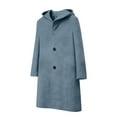 thumbnail image 3 of Womens Peacoat Single- Trench Coats Loose Long Hooded Jacket (Blue XXL), 3 of 5