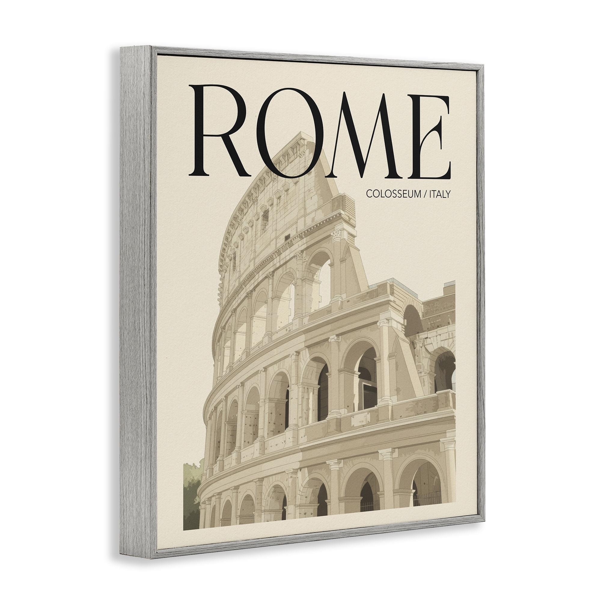 Stupell Industries Vintage Rome Colosseum Gray Framed Giclee Art, design by Andreas Magnusson