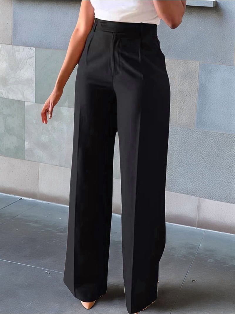 super high waisted black dress pants Women'S Wide Leg for Business and Office Wear XXL upload-20230828