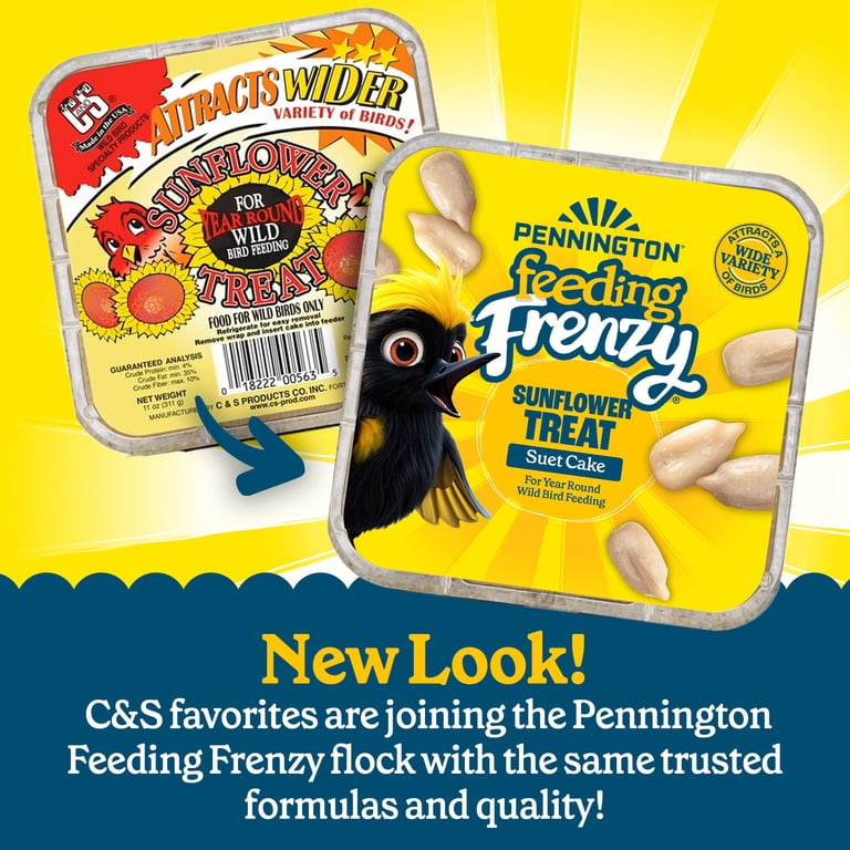 12 pack) Pennington Feeding Frenzy Sunflower Suet Treat Cake 11 oz