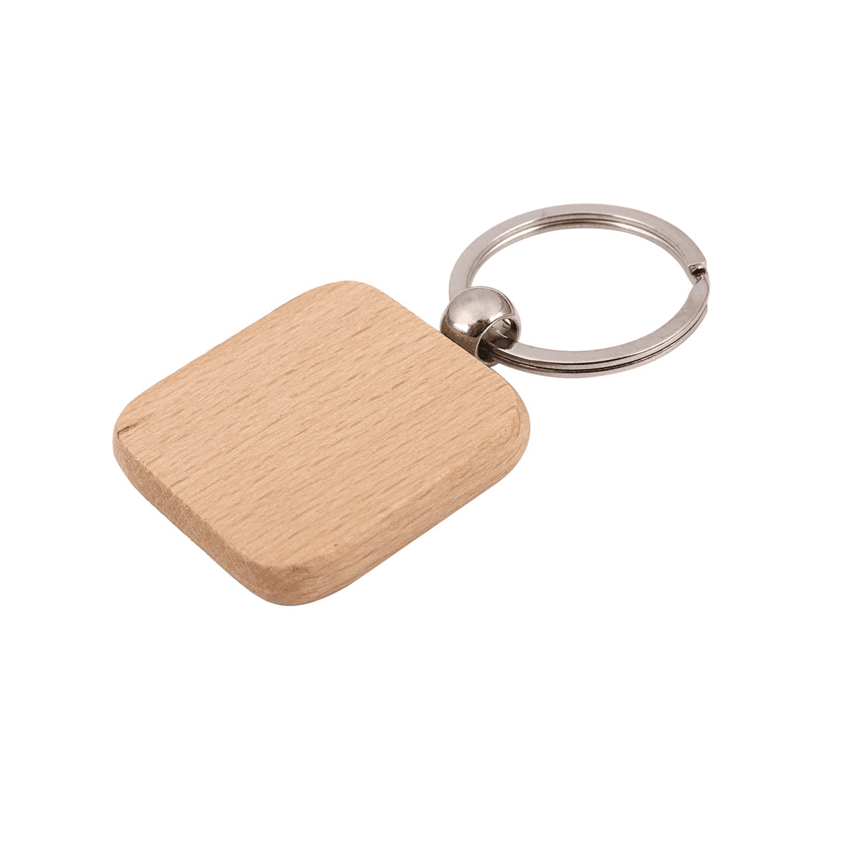 180Pcs Blank Square Wooden Keychain DIY Key Tag Gift