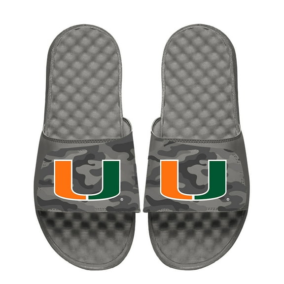 Men's ISlide  Gray Miami Hurricanes Camo Slide Sandals