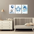 thumbnail image 2 of Nursery Wall Art Baby Boy Wall Decor Blue Elephant Moon and Stars Painting Prints Cute Animal Canvas Poster for Kids Room Decor d(Baby-2,12L x 16W x 3Pcs), 2 of 7