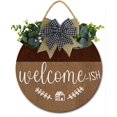 thumbnail image 1 of Eveokoki 12" Wreaths For Front Door Welcome Sign Decor Hanging Round Wood Farmhouse Decoration for Home Indoor Outdoor Housewarming Gift, 1 of 5