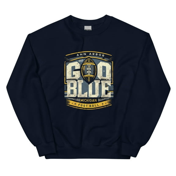 Go Blue Ann Arbor Vintage Retro Unisex Sweatshirt (Navy, S)