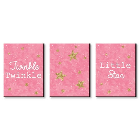 Pink Twinkle Twinkle Little Star Baby Girl Nursery Wall Art