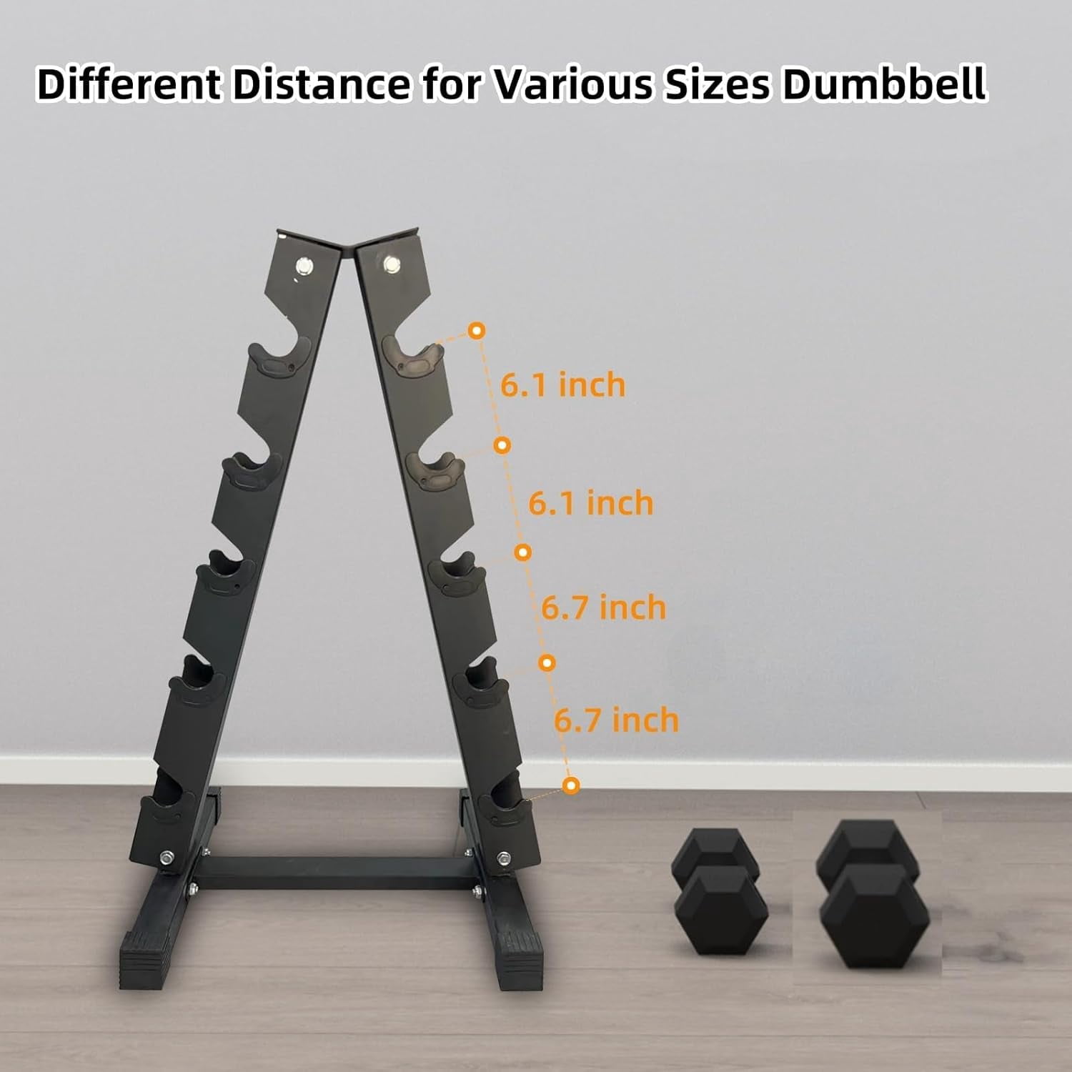 5-Tier Dumbbell Rack, Heavy Duty Weight Rack for Home Gym, Carbon Steel Storage Organizer for Dumbbell Set, Squat Rack Compatible, Black Finish, Space-Saving Design for Garage & Workout Room