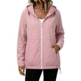 thumbnail image 2 of Craaazy Womens Waterproof Rain Jackets with Hood Solid Color Raincoats with Drawstring Hem, Zipper for Casual Daily Wear, 2 of 10