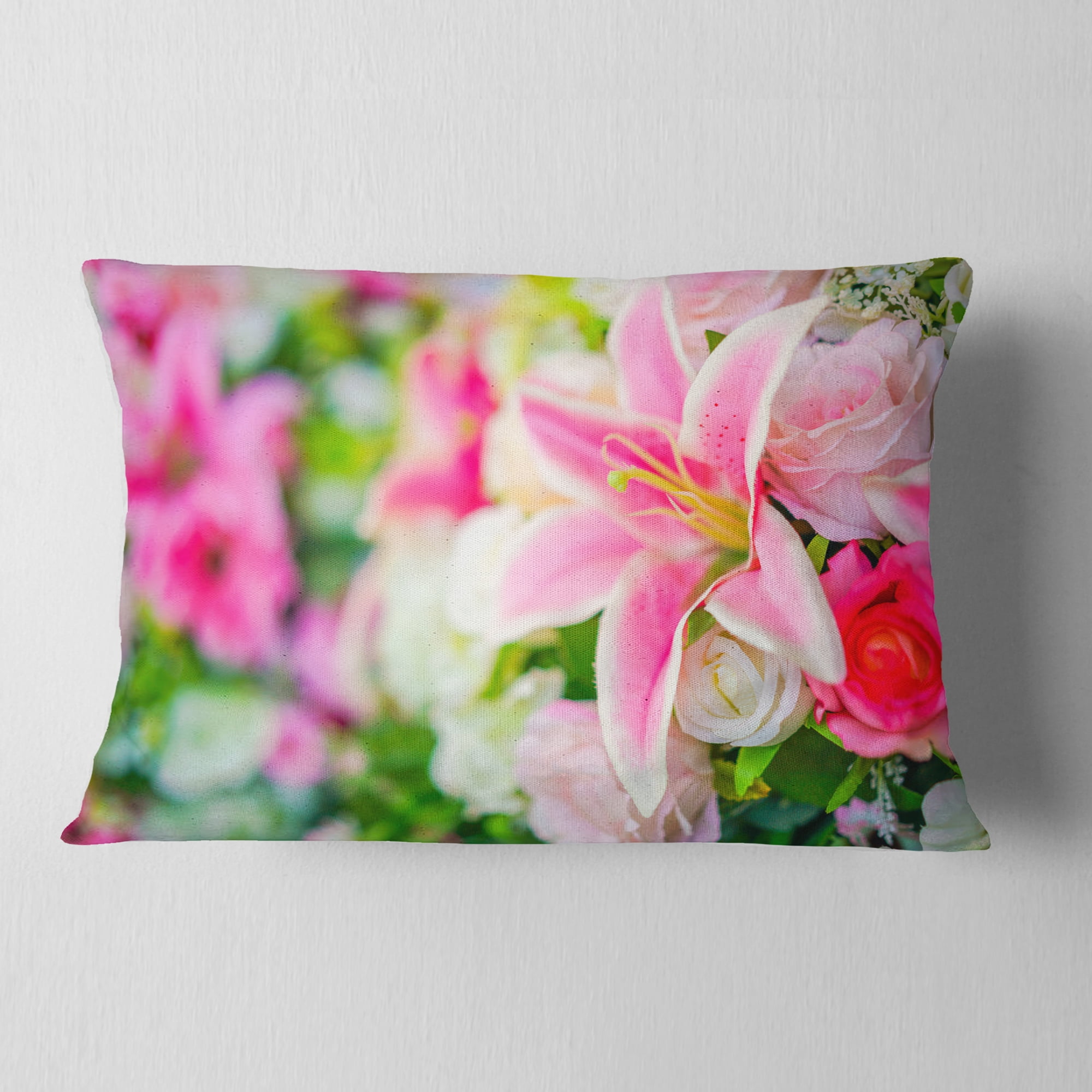 Designart Beautiful Lily Flowers in Bouquet - Floral Throw Pillow - 12x20