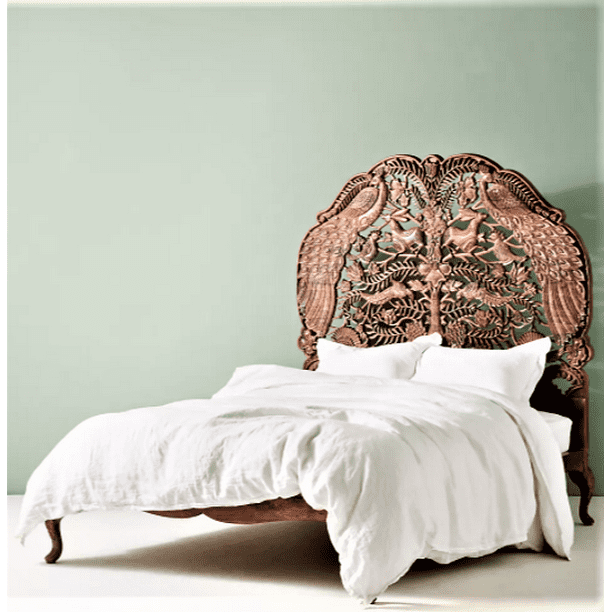 Hand Carved Indian Shajahan Bed Frame, Carved Bed Frame King