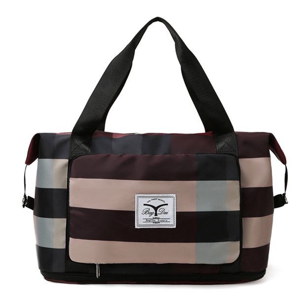 Mochila Bolsa de lona a cuadros, ligera, plegable, para gimnasio, para nadar, senderismo (rojo vino) Tmvgtek Para Estrenar