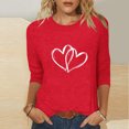 thumbnail image 2 of Staron Liquidation T-Shirts de la Saint-Valentin pour Femmes Manches 3/4 Col Rond Blouses Basiques Graphiques T-Shirts Tendance Été Imprimé Cœur Tops, 2 of 4