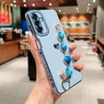 thumbnail image 3 of Phone Case for Samsung Galaxy A24 4g 6.5" with Elegant Heart Bracelet Strap Luxury Plating Cute Love Heart Cover with Hand Chain for Women Camera Protection Soft Shockproof Bumper (Blue), 3 of 11