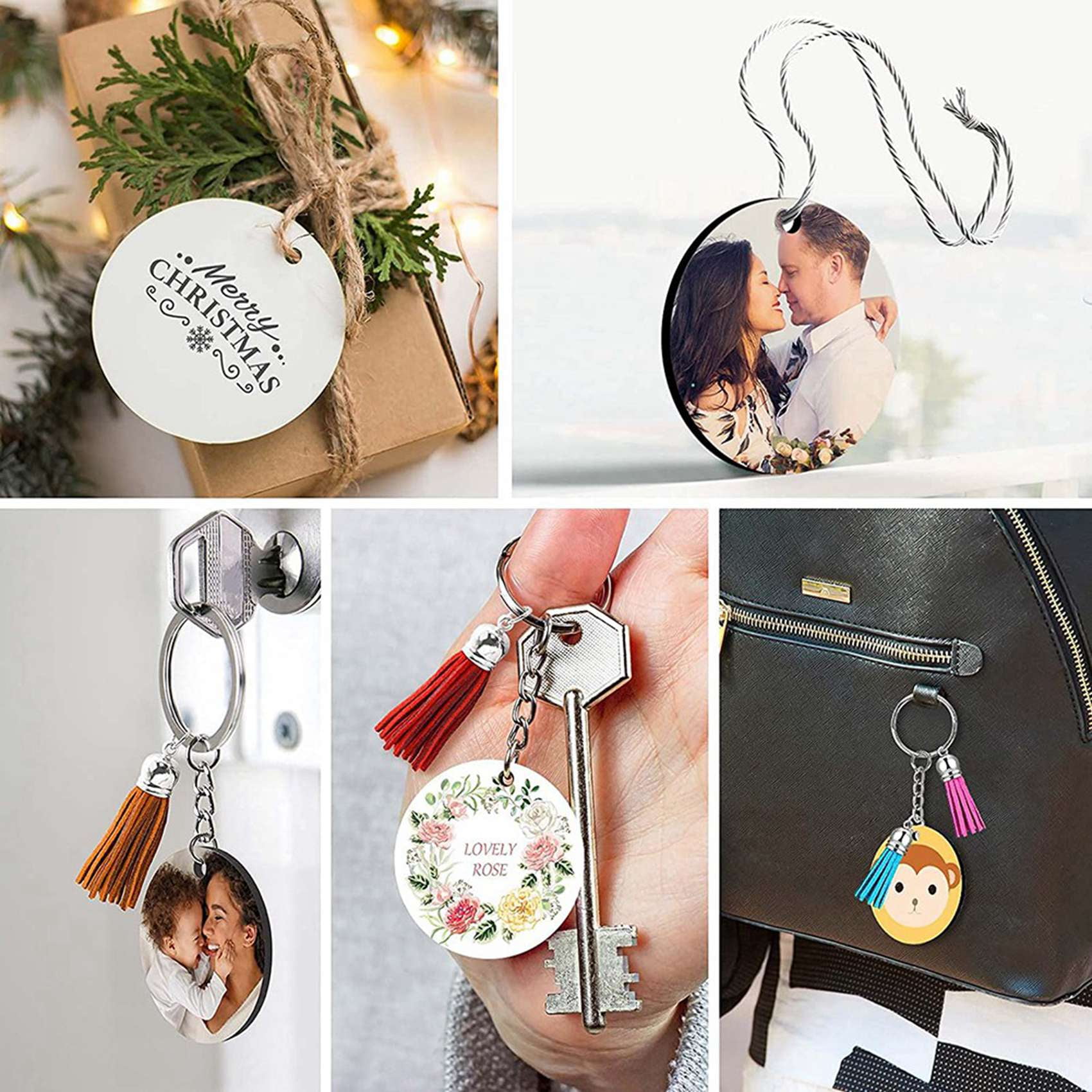 300PCS Sublimation Blanks Keychains Bulk, Keychains Ornament Set for Crafts, Jewelry Making