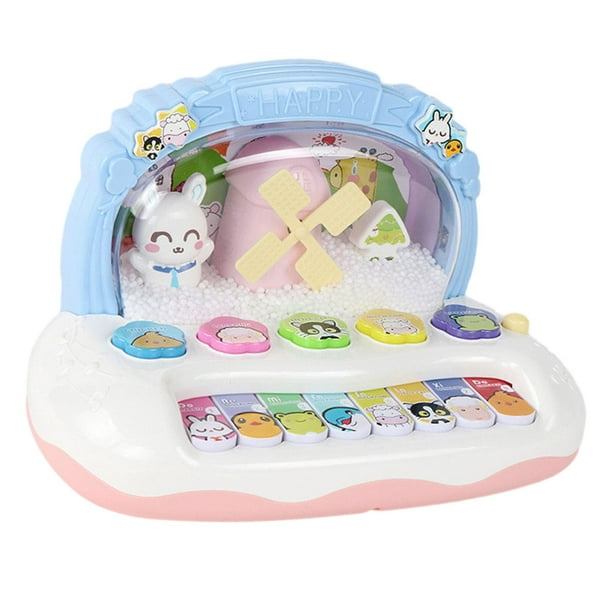 Juguete de animales interactivos para bebés con música, juguetes de educación temprana, juguete de desarrollo, juguetes Montessori portátiles para , azul CUTICAT teclado piano