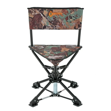 ARROWHEAD OUTDOOR Portable Folding 360° Swivel Tripod Hunting Stool Chair w/ No Sink Feet and Carry Bag