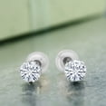 thumbnail image 2 of Gem Stone King 14K White Gold White Moissanite Stud Earrings for Women Men | 1.00 Cttw | Round 5MM | Gold Earrings for Women Men, 2 of 4