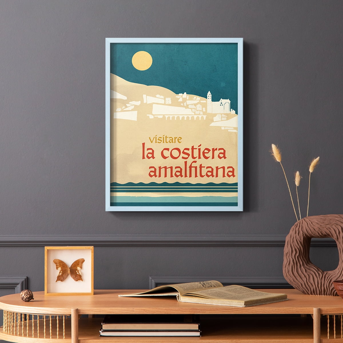 Summer Abroad IV Framed Print in Blue Solid Wood Framed Print No Nail Hanging