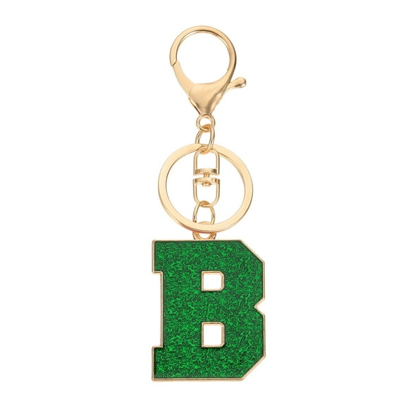 Uxcell Initial Letter Keychain, A-Z Alphabet Keyring Letter B Metal Key Chain for Women Girls Keys Handbags, Green