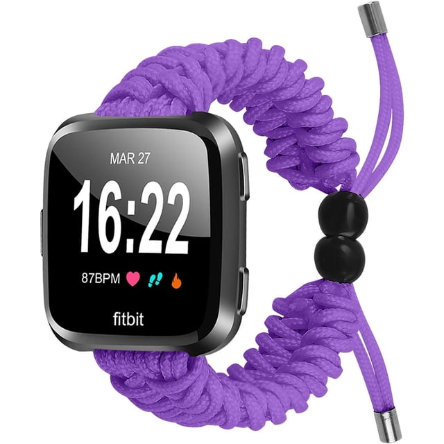 REQO Compatible with Fitbit Versa 2 Bands, Woven Nylon Friendship Rope Outdoor Survival Weave Adjustable Replacement Straps Wristbands Accessories for Versa Lite,Versa 2,SE
