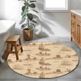 thumbnail image 3 of Nautical Ship Round Area Rug 4Ft Washable Circle Rugs for Bedroom Dining Room, Farmhouse Retro Ocean Coastal Lighthouse Map Non-Slip Carpet Floor Mats Indoor Outdoor Carpet Runner Home Decor, 3 of 8