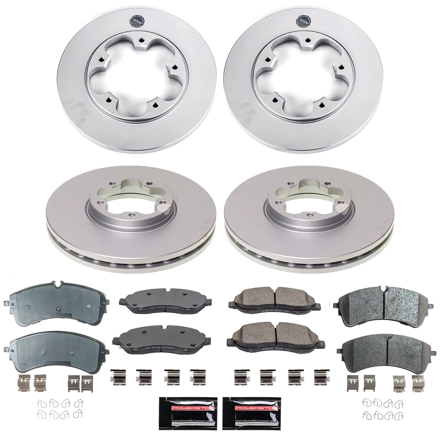 PowerStop Front and Rear Geomet Coated Brake Rotor and Pad Kit Fits: FORD Select Models CRK9059