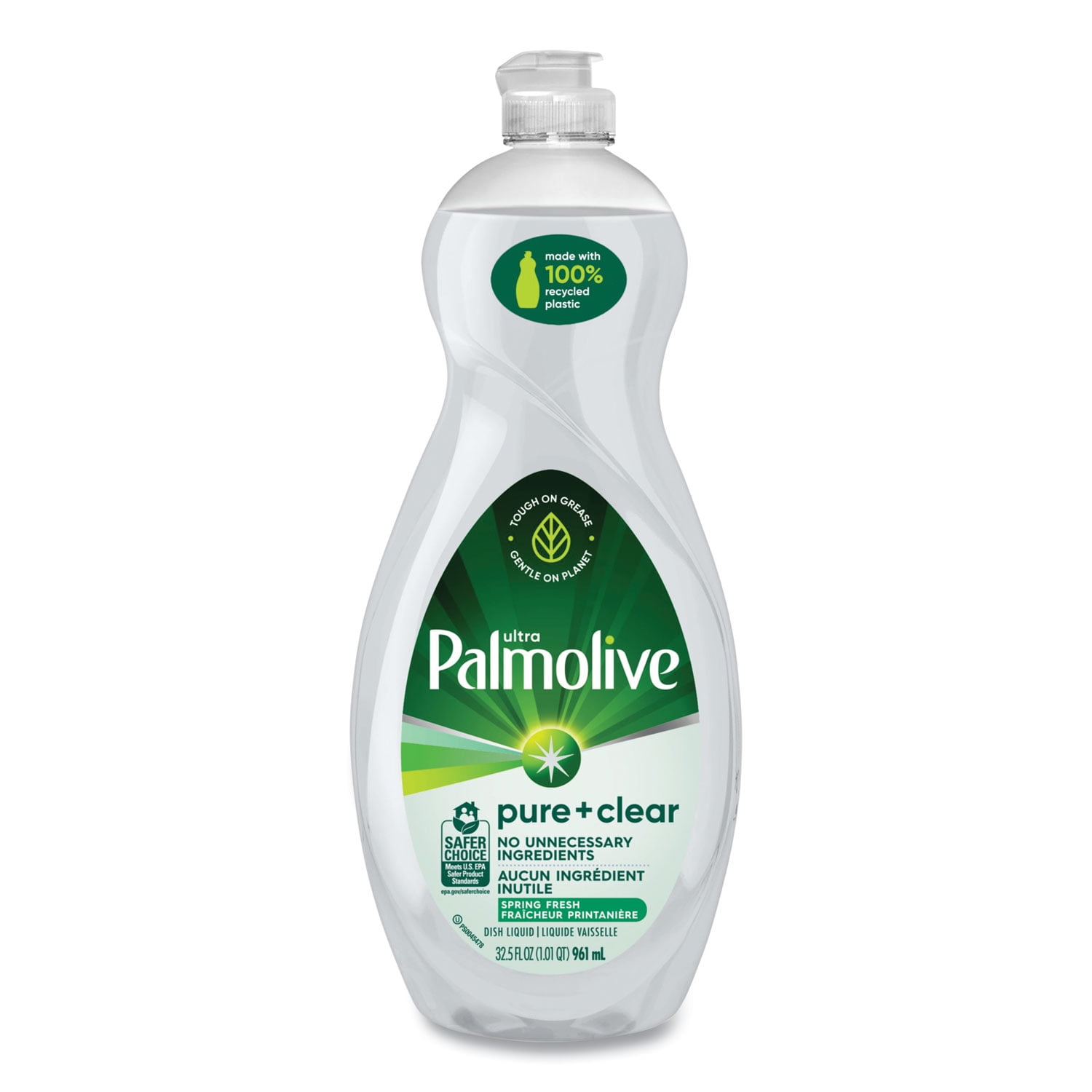 Pure + Clear Dishwashing Liquid, Unscented, 32.5 oz Bottle, 9/Carton | Bundle of 5 Cartons