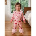 thumbnail image 6 of RUINIXCW Infant Baby Girl Romper Ruffle Long Sleeve Crew Neck Rugby Bow Print Fall Jumpsuit, 6 of 9