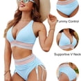 thumbnail image 4 of 2025 Bikini Taille Haute Fendu pour Femmes avec Coussin de Poitrine et Bretelles Réglables, 4 of 5