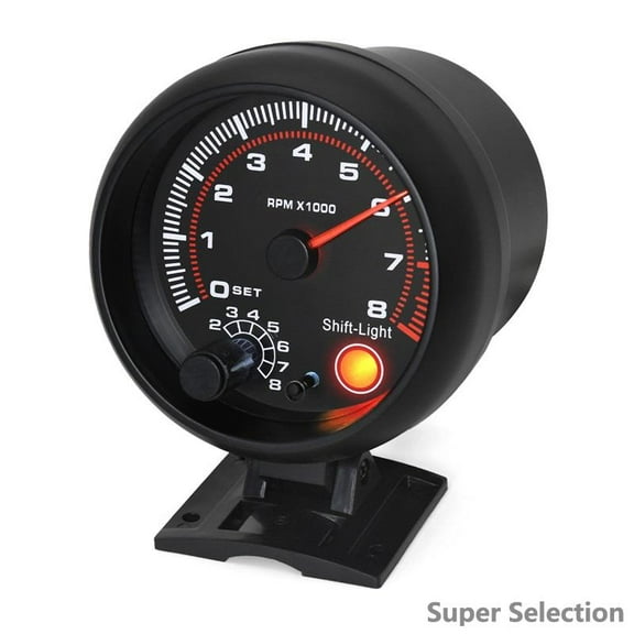 52mm Universal Car Tachometer Gauge, 0-8000 RPM With Programmable Shift Light, For 1-8 Cylinder 12V Gasoline Engines, Racing & Custom Cars,black