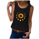 thumbnail image 2 of ICHUANYI Clearance Women's Casual Crewneck Sunflower Print Camisole(Black, XL) ICHUANYI WER2023081505035, 2 of 5