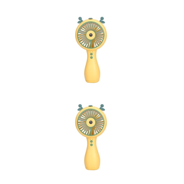 Yuarrent Mini ventilador de mano con carga USB, escritorio de aire, aire libre, estudiante personal Amarillo 2Conjunto